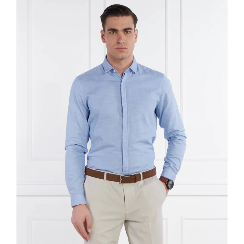 HUGO Koszula Ketran | Slim Fit | z dodatkiem lnu