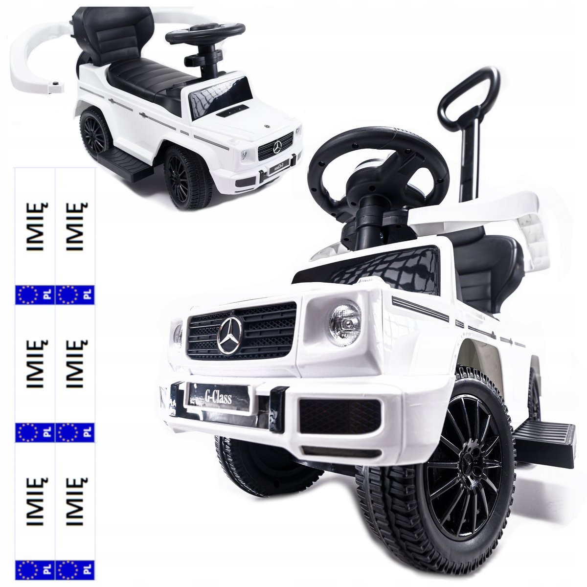 JEŹDZIK 3w1 PCHACZ CHODZIK MERCEDES AUTKO GUMOWE KOŁA AUTO SAMOCHODZIK PREZENT ROCZEK