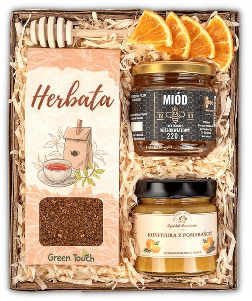 Kosz Prezentowy Upominek Zestaw Herbata Miód Pomarańcze Na Urodziny Box
