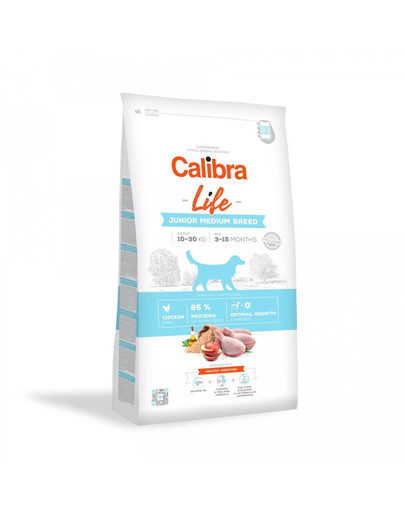 CALIBRA Dog Life Junior Medium Breed Chicken 12 kg dla szczeniąt średnich ras -