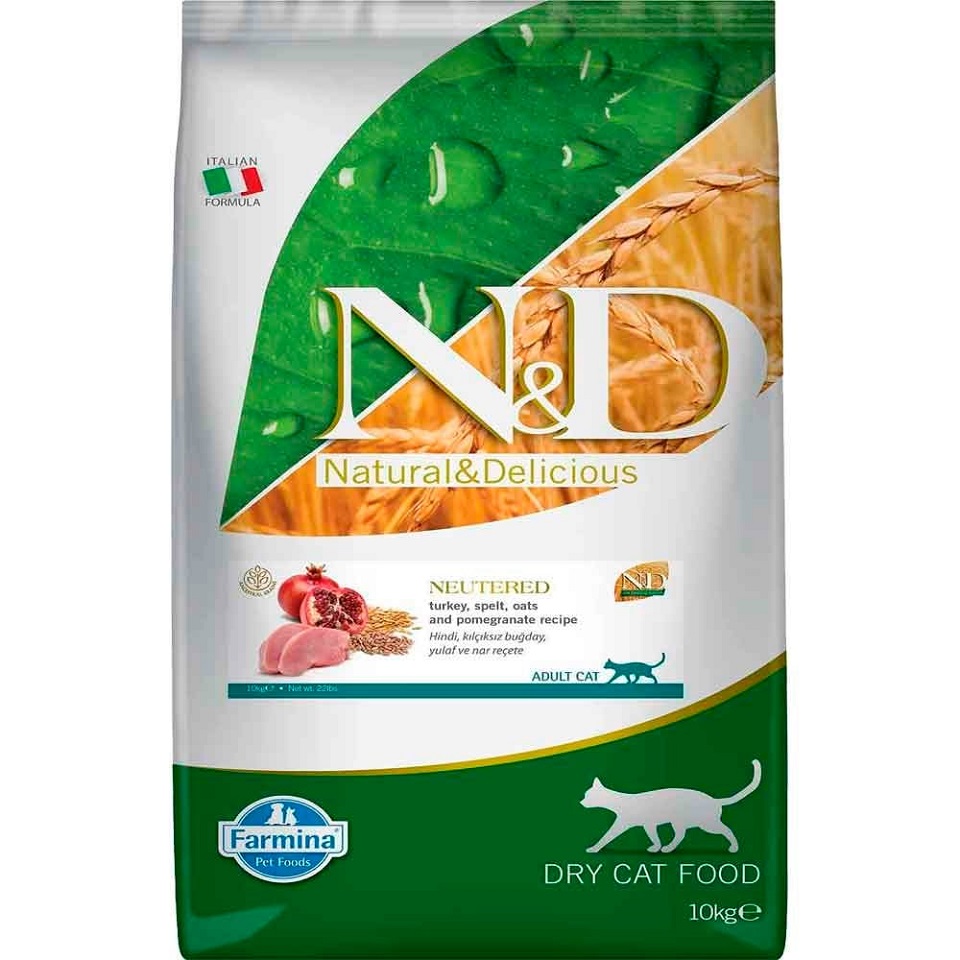 FARMINA N&D Ancestral Adult Cat Neutered 10 kg indyk, orkisz, owies i owoc granatu