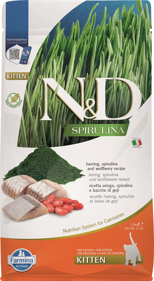 FARMINA N&D Spirulina Kitten Herring & Wolfberry 1,5 kg karma ze śledziem dla kociąt