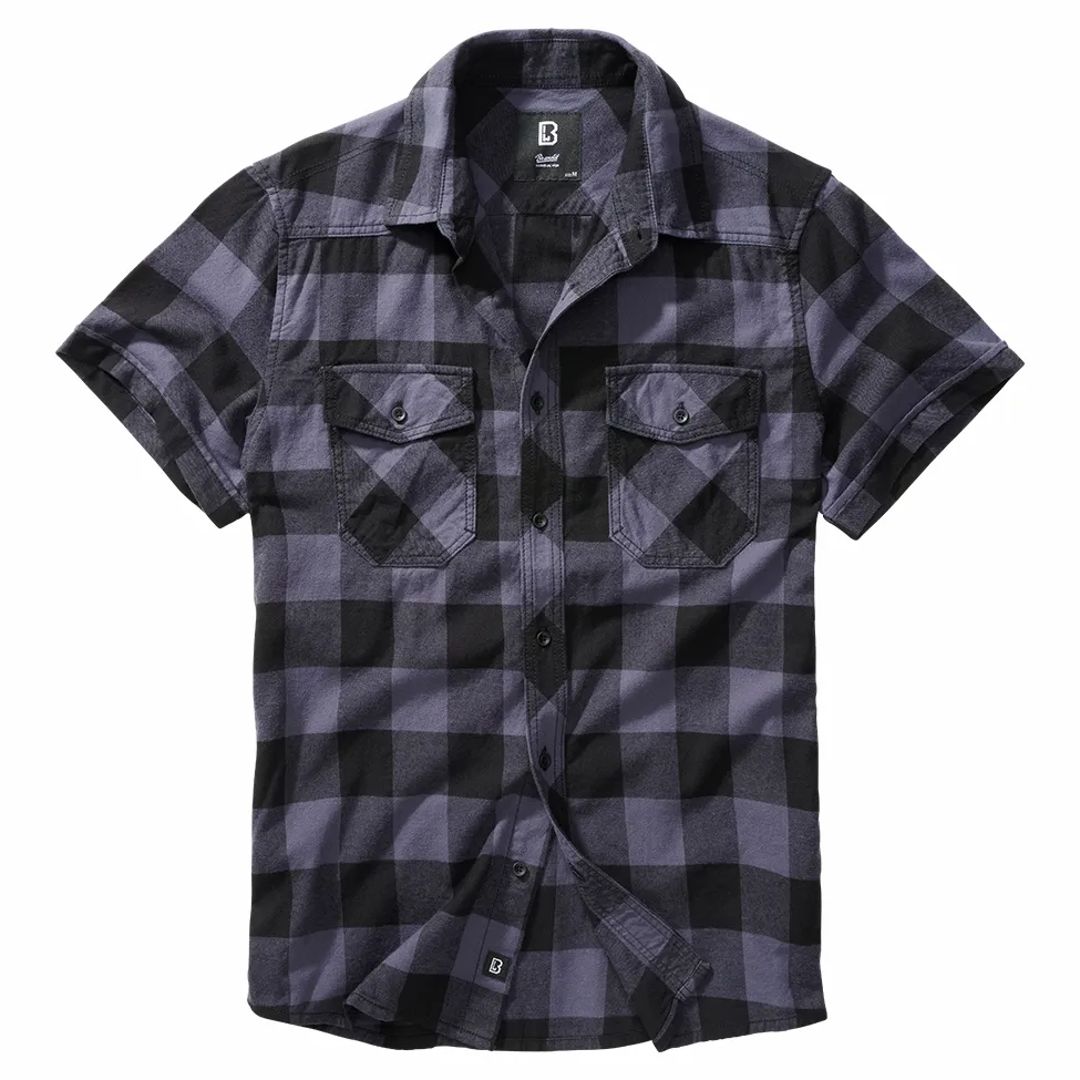 Koszula z krótkim rękawem BRANDIT Checkshirt - czarno-szara RATY 0% | PayPo | GRATIS WYSYŁKA | ZWROT DO 100 DNI