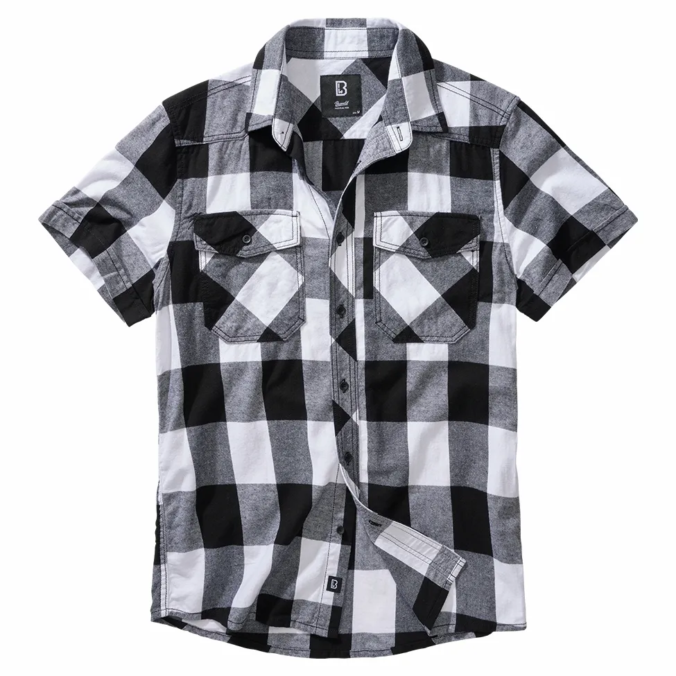 Koszula z krótkim rękawem BRANDIT Checkshirt - biało-czarna RATY 0% | PayPo | GRATIS WYSYŁKA | ZWROT DO 100 DNI