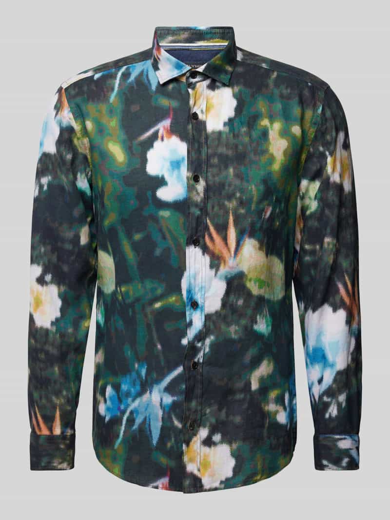 Koszula casualowa z lnu ze wzorem na całej powierzchni