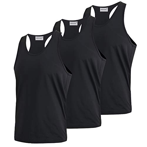 MEETWEE Męska kamizelka tank top, Y-Back koszulka sportowa bez rękawów sportowa koszulka sportowa podkoszulek mięśnie siłownia kamizelki topy do biegania treningu treningu, czarny + czarny + czarny,