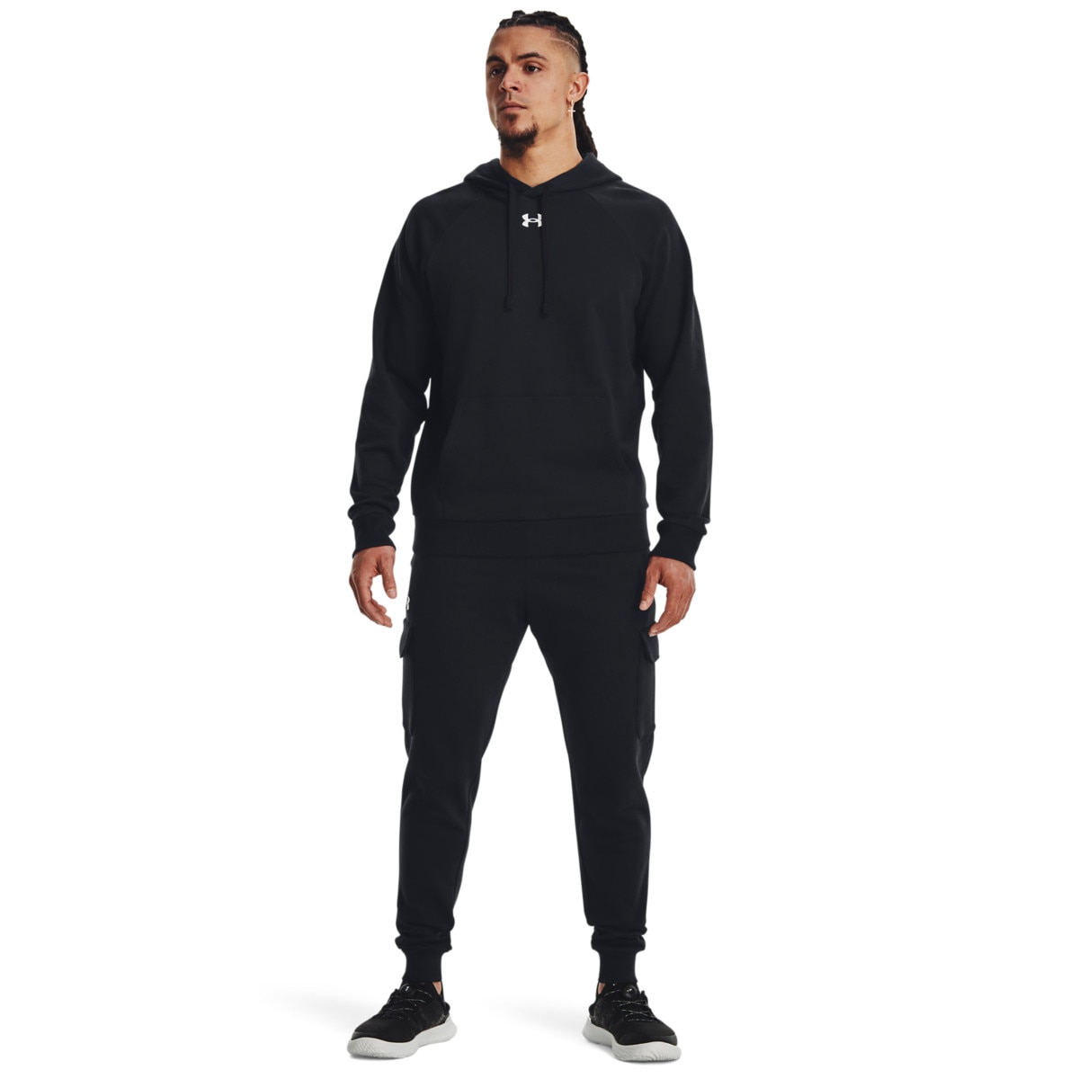 Męskie spodnie dresowe Under Armour UA Rival Fleece Cargo Jogger - czarne - UNDER ARMOUR
