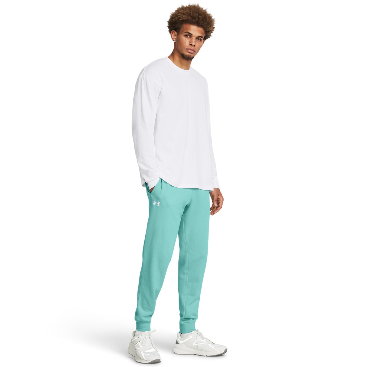 Męskie spodnie dresowe Under Armour UA Rival Fleece Joggers - turkusowe - UNDER ARMOUR