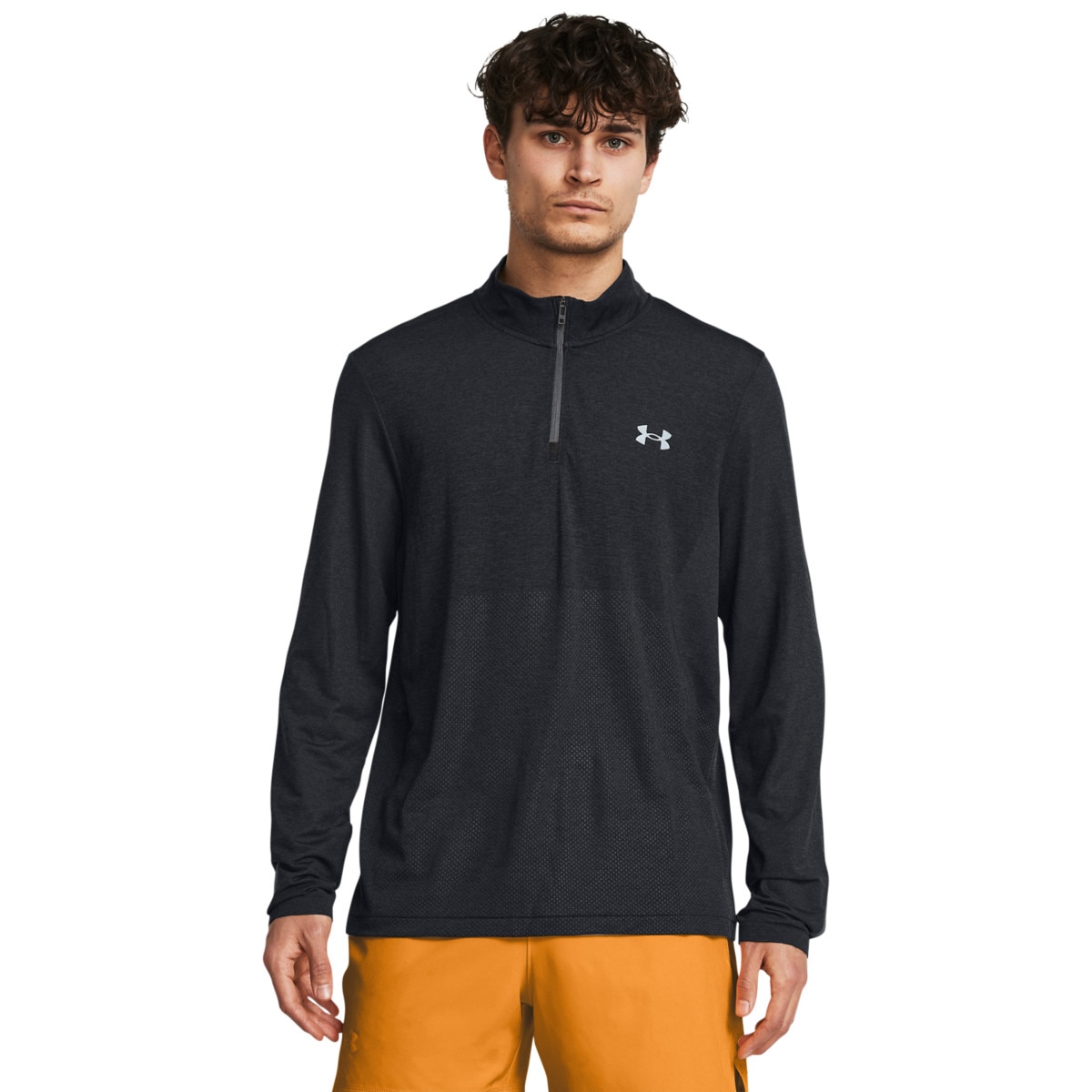 Męski longsleeve do biegania Under Armour UA Seamless Stride 1/4 Zip - czarny - UNDER ARMOUR