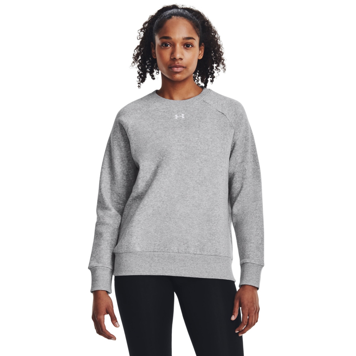 Damska bluza dresowa nierozpinana bez kaptura Under Armour Rival Fleece Crew - szara - UNDER ARMOUR