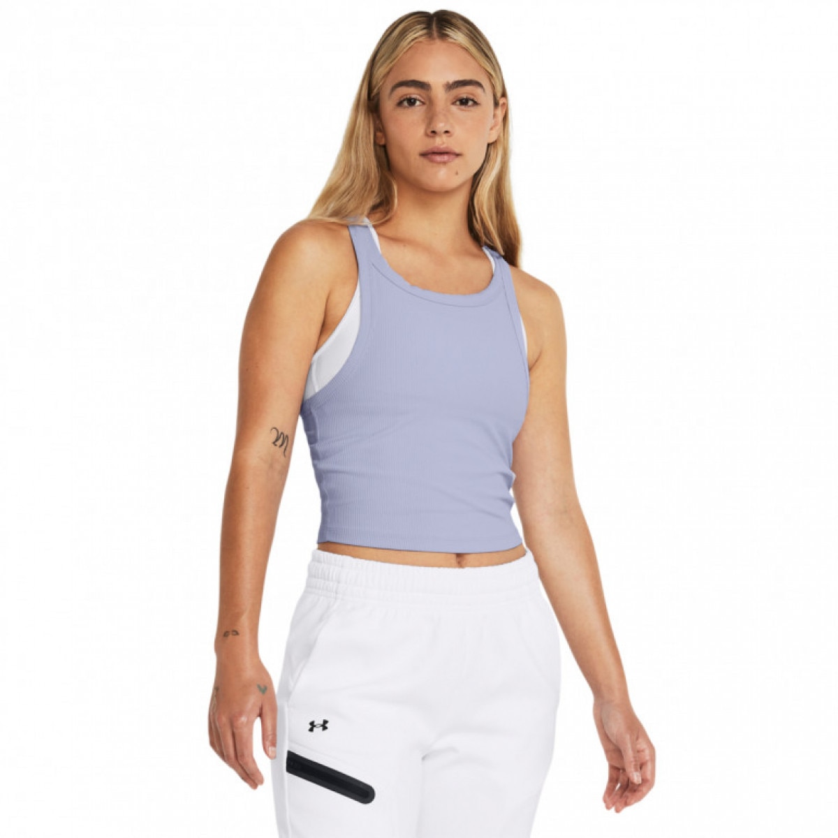 Damski top treningowy Under Armour Meridian Rib Crop Tank - fioletowy - UNDER ARMOUR