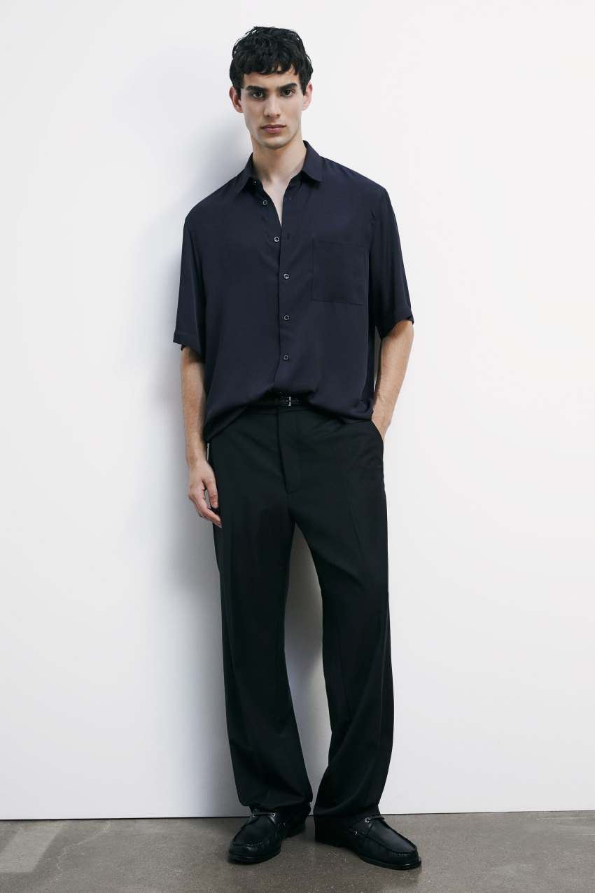 Koszula z krótkim rękawem z wiskozowego diagonalu