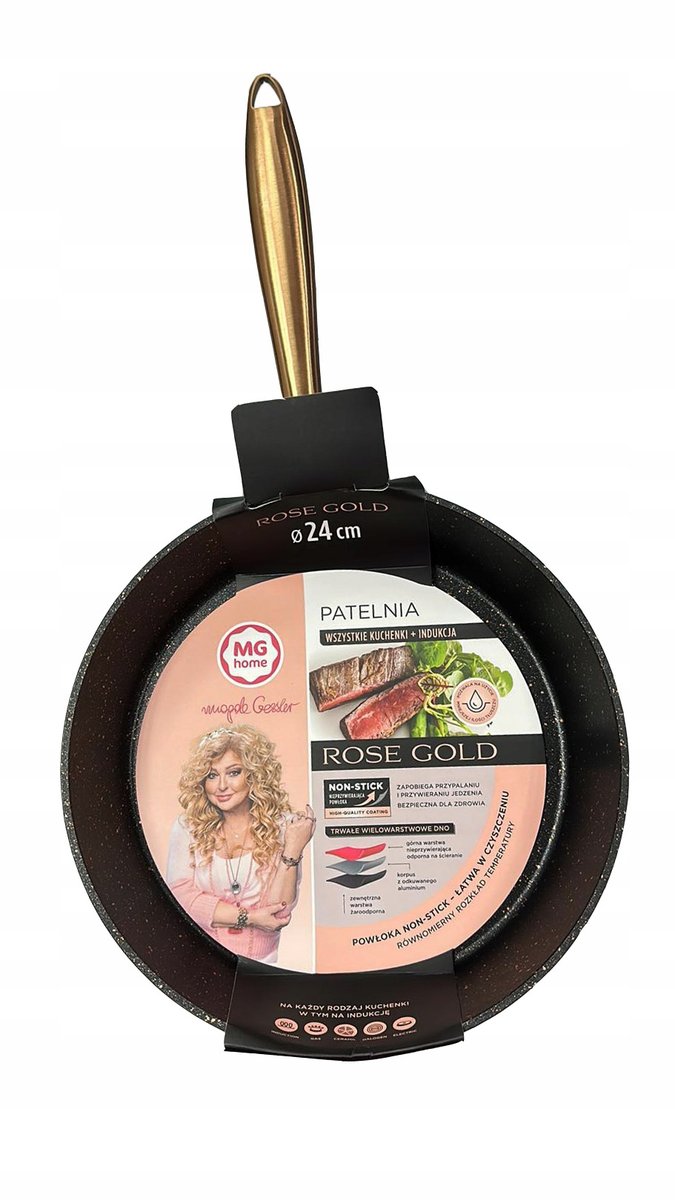 Patelnia tradycyjna MG home Rose Gold 24 cm non-stick (nieprzywierająca)