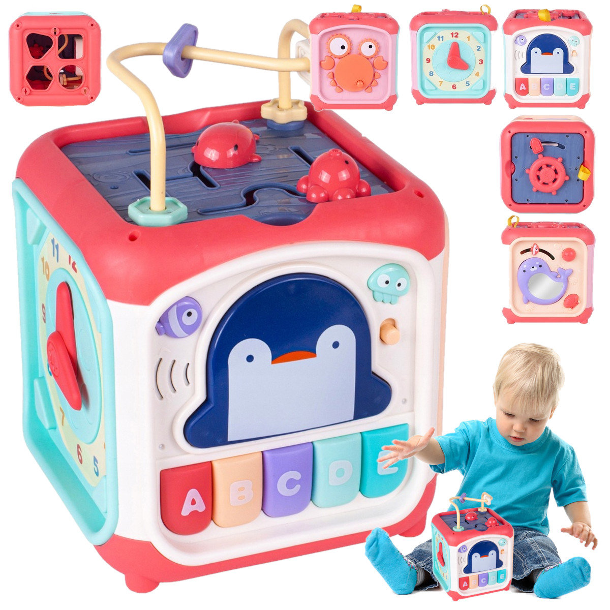 Kostka Edukacyjna Interaktywna Sorter Labirynt 7w1 - Pingwinek Z883