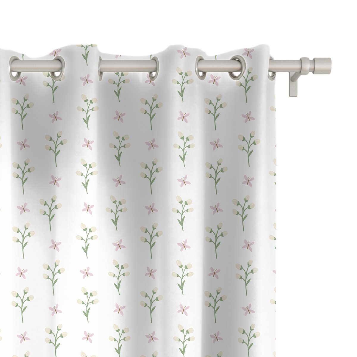 Zasłona EASTER wzór EA07 | przebiśniegi i motyle 150 x 150 cm tkanina standard