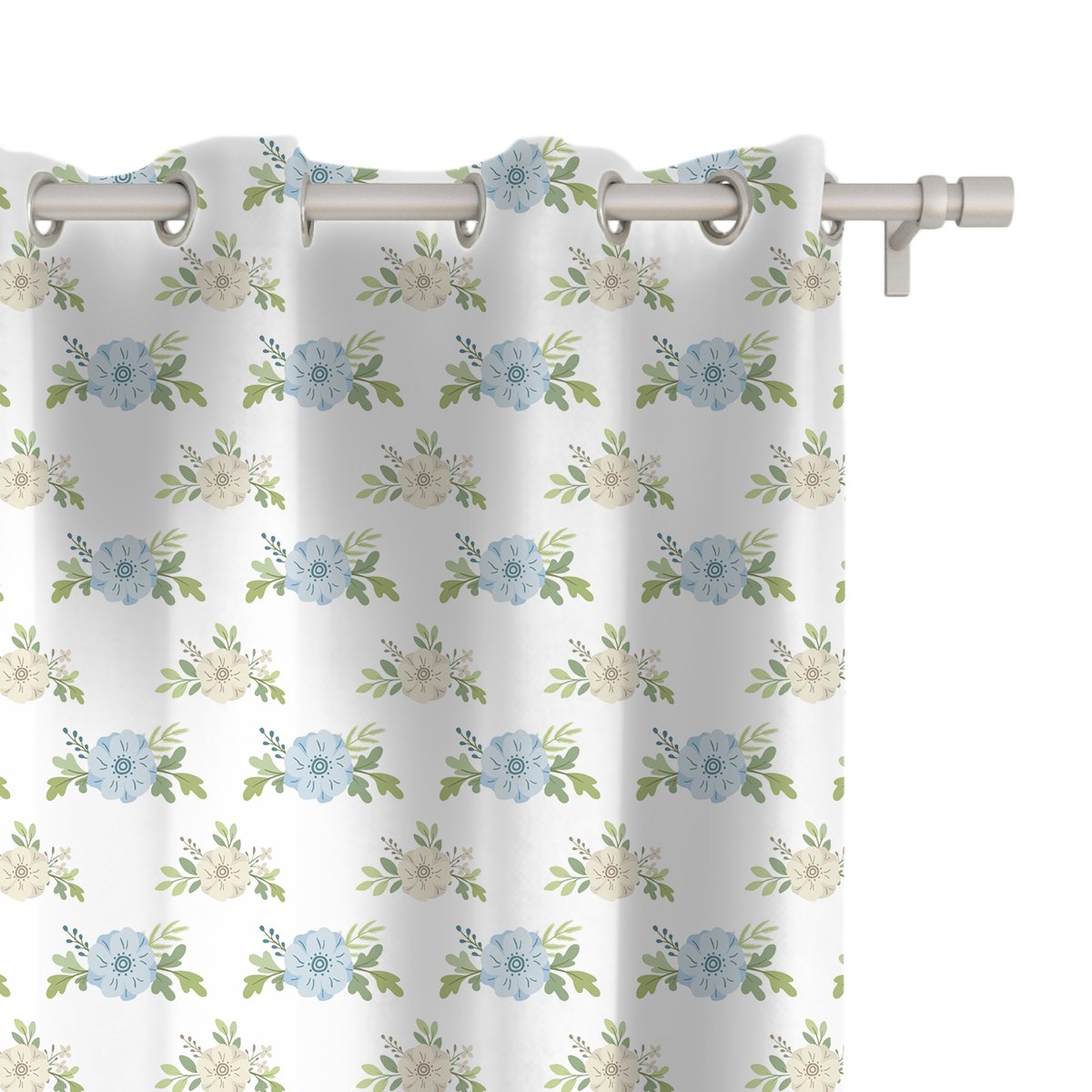 Zasłona EASTER wzór EA08 | błękitne kwiaty 150 x 150 cm tkanina standard