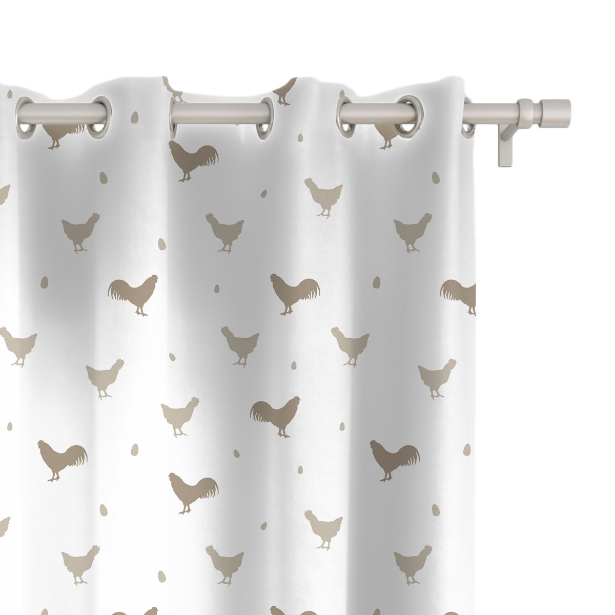 Zasłona EASTER wzór EA09 | koguty i kury 150 x 280 cm tkanina zaciemniająca