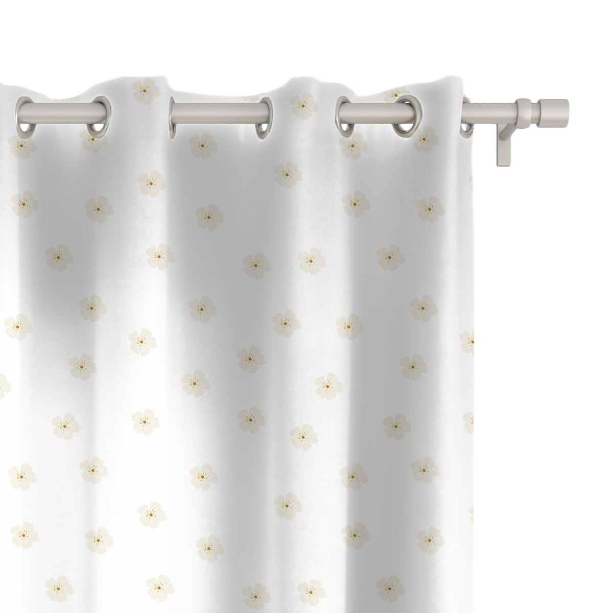 Zasłona EASTER wzór EA06 | wiosenne białe kwiaty 150 x 160 cm tkanina zaciemniająca