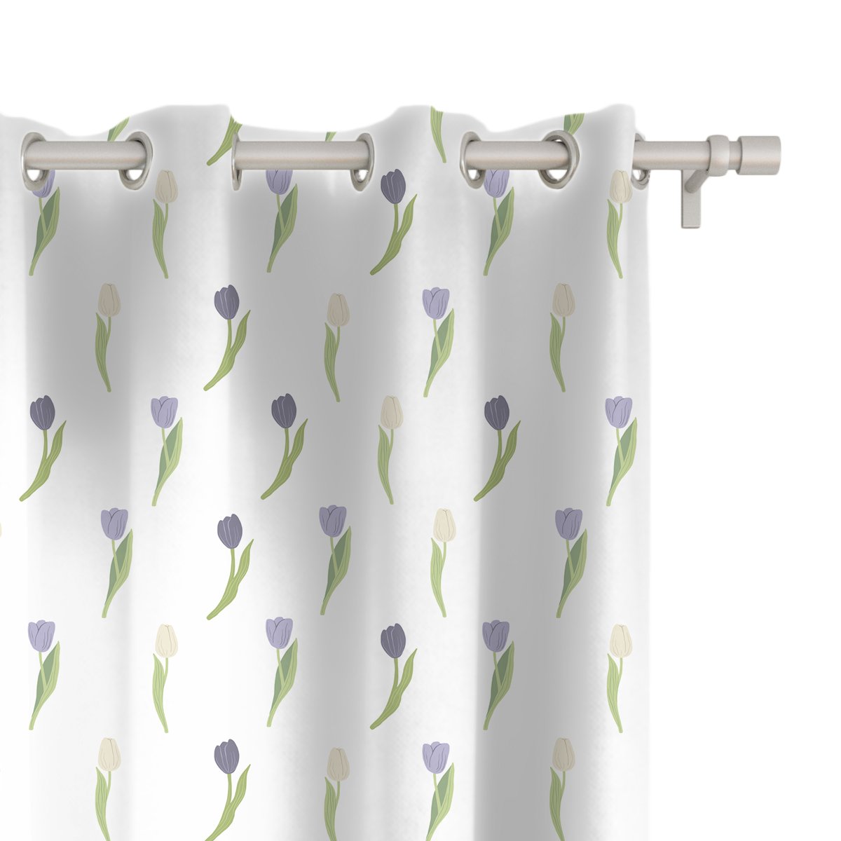 Zasłona EASTER wzór EA14 | fioletowe tulipany 150 x 260 cm tkanina standard