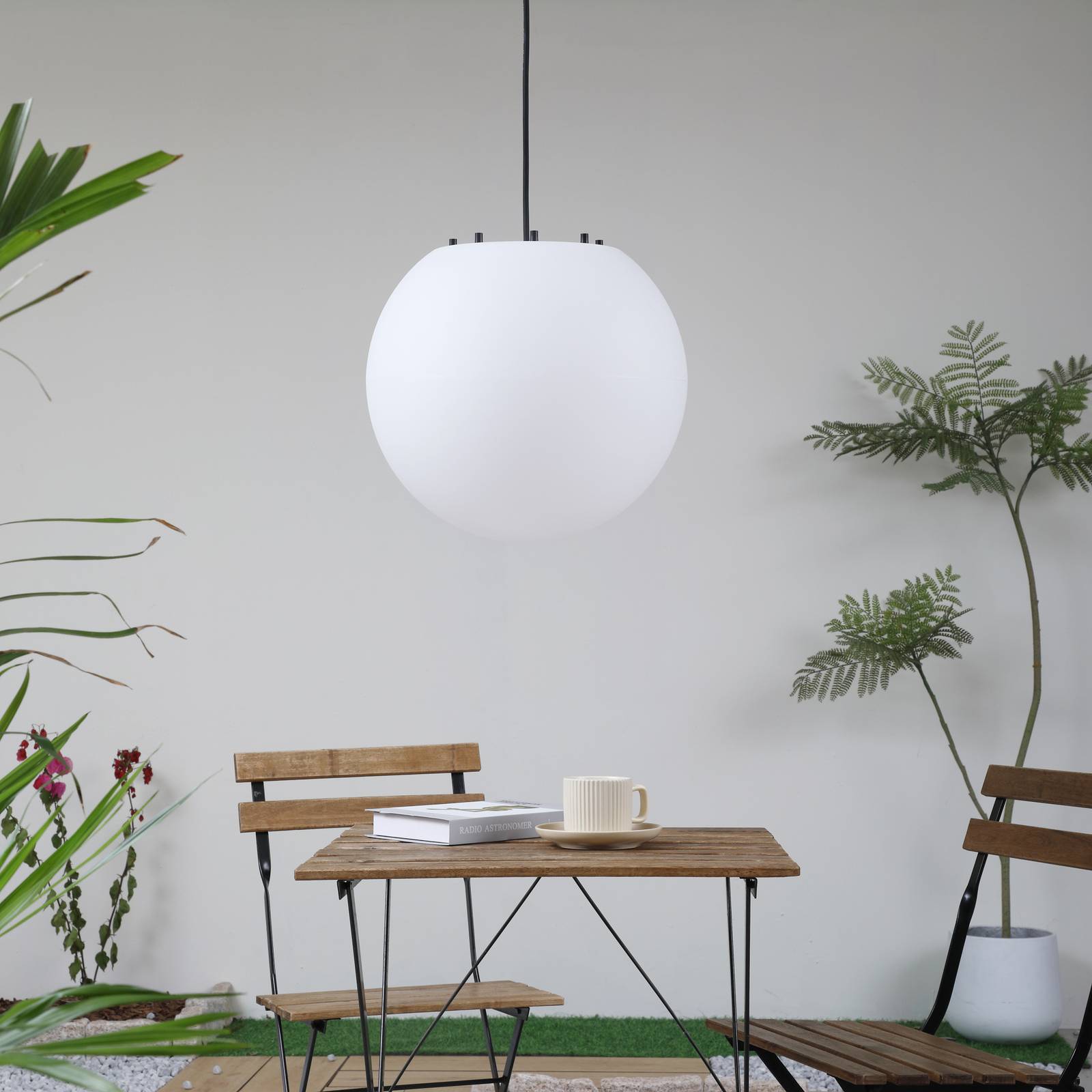 Lindby Lampa wisząca zewnętrzna Alea, biały, tworzywo sztuczne, Ø 38 cm