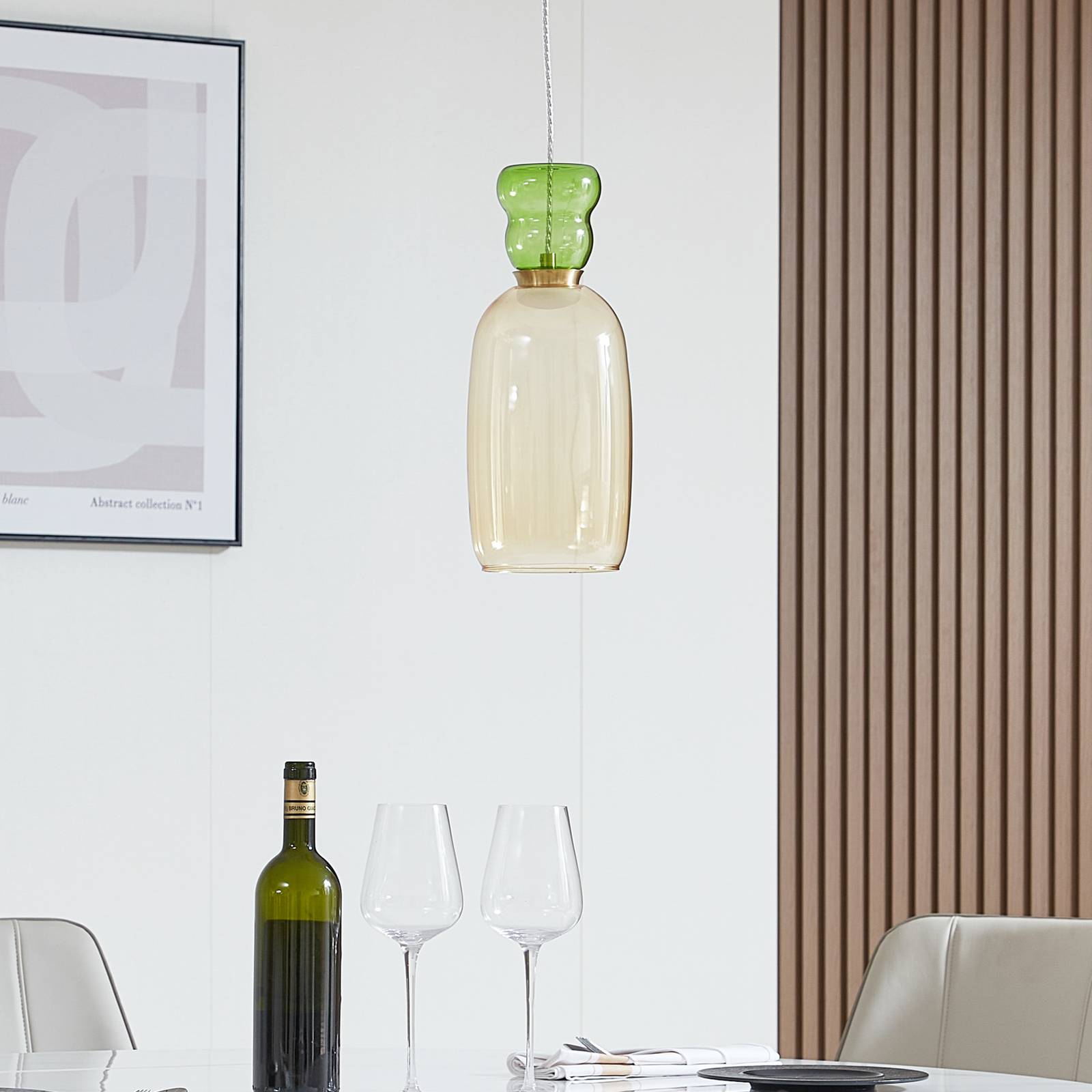 Lampa wisząca LED Lucande Fay, żółty/jasnozielony, szkło, Ø 15 cm