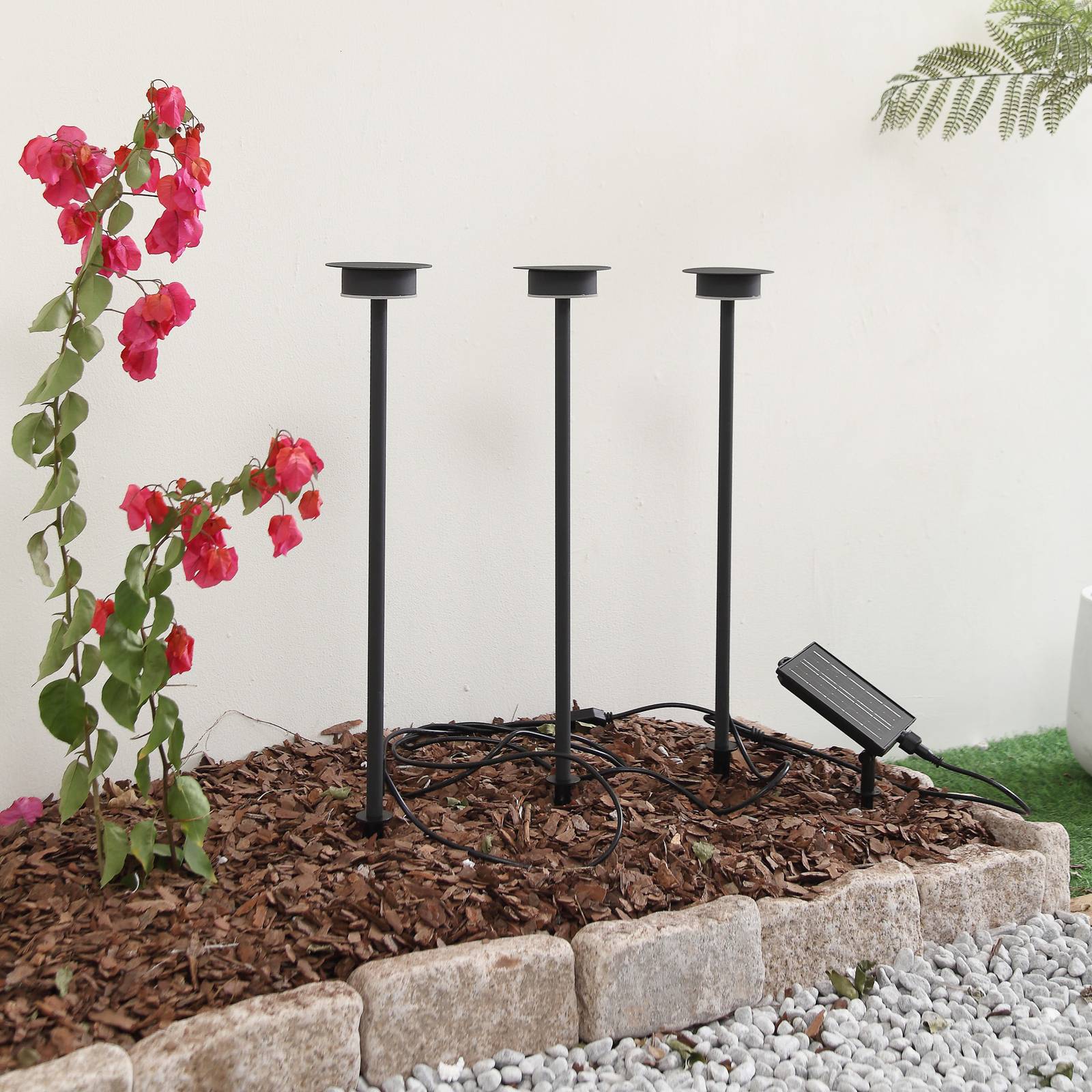 Lindby Lampa solarna LED Lyris, zestaw 3 sztuk, 3000K