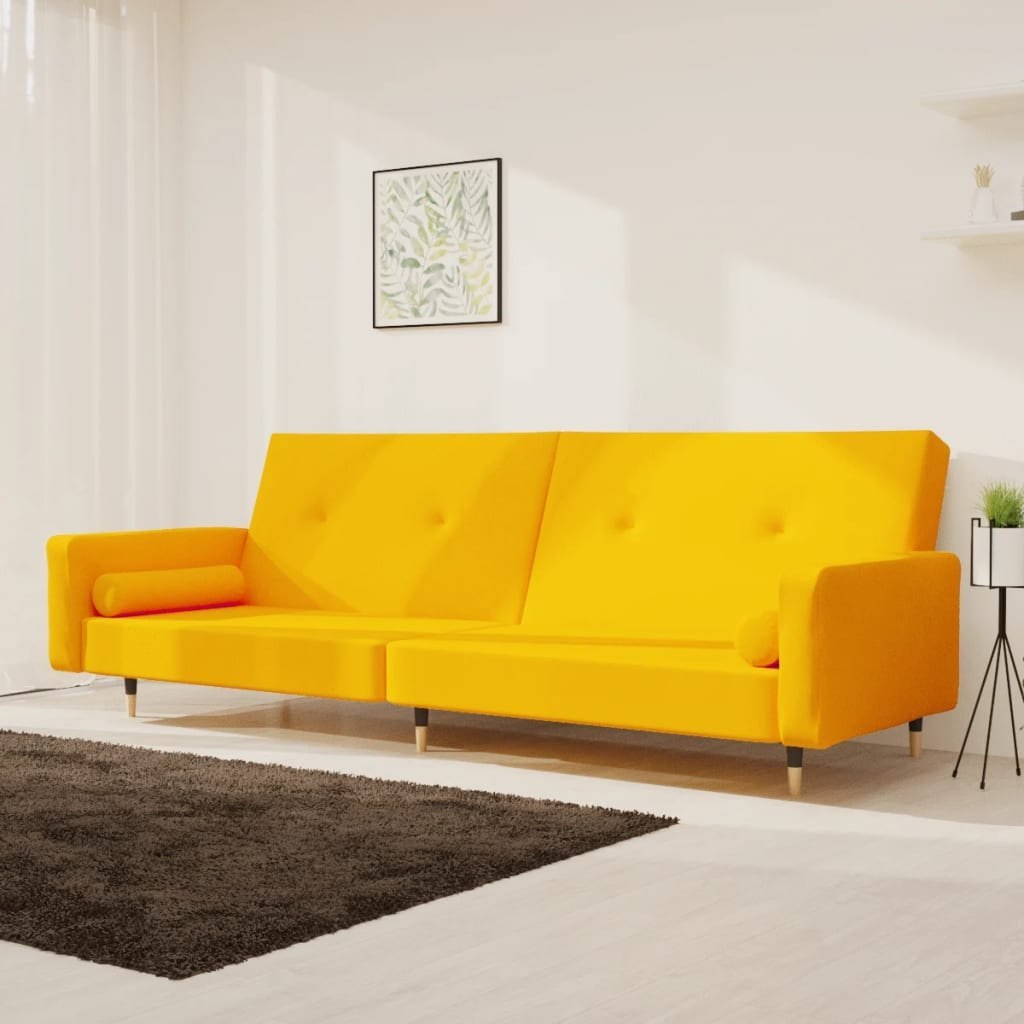 Zdjęcia - Sofa VidaXL 2-osobowa kanapa, 2 poduszki, żółta, aksamitna Lumarko! 