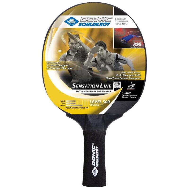 Donic -Schildkröt Tischtennis Schläger Sensation 500 Asg Anti Shock Grip, Schwarz, One Size, 714402 (714402_Schwarz_One Size)