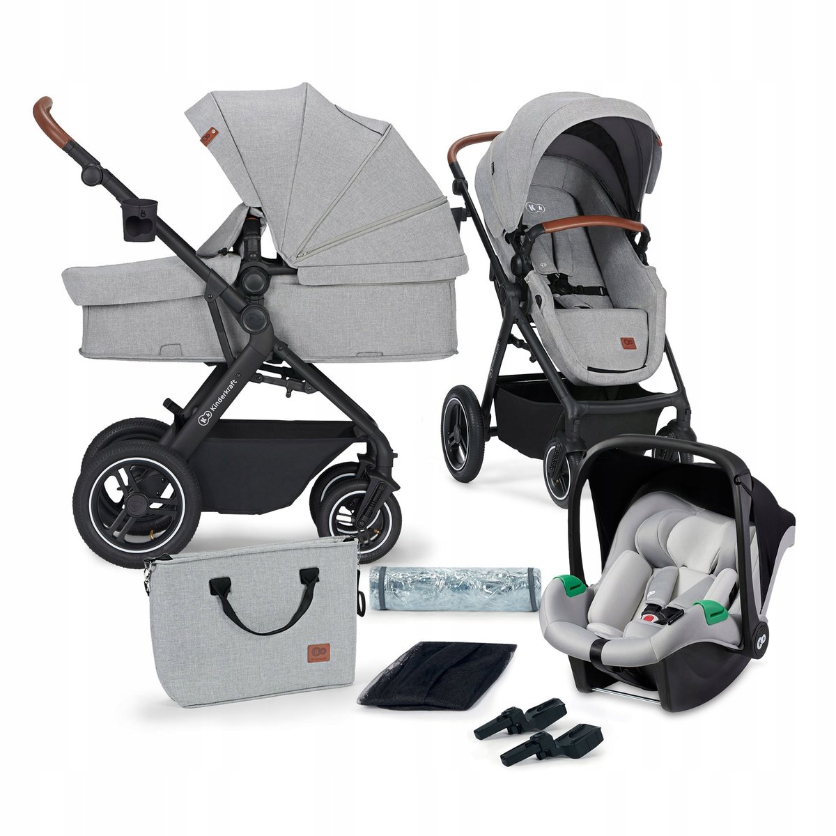 Kinderkraft Wózek Wielofunkcyjny B-Tour 3In1 Mink Pro Light Grey