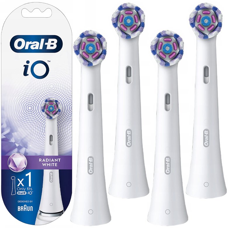 4x Oryginalna Końcówka Oral-B I O Radiant White Do Szczoteczki Magnetycznej