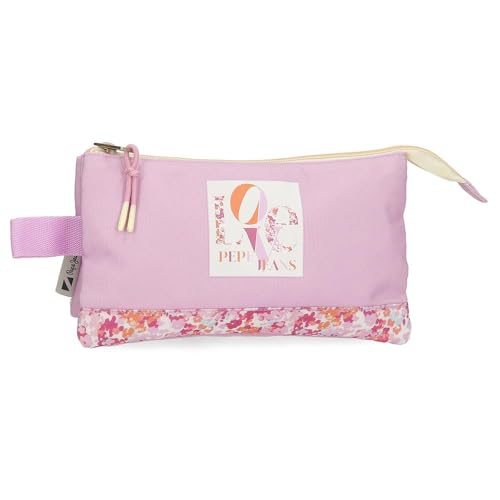 Pepe Jeans Sandra Pokrowiec Trzyosobowy Różowy 22x12x5 cms Poliester by Joumma Bags by Joumma Bags, Różowy, Potrójne etui