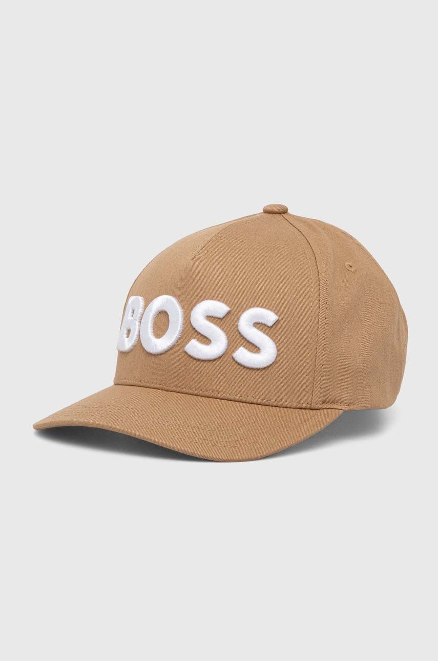BOSS czapka z daszkiem kolor beżowy z aplikacją - Boss