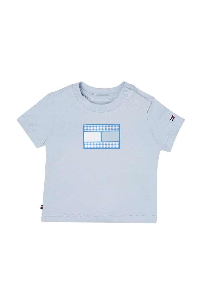 Tommy Hilfiger t-shirt niemowlęcy kolor niebieski z nadrukiem