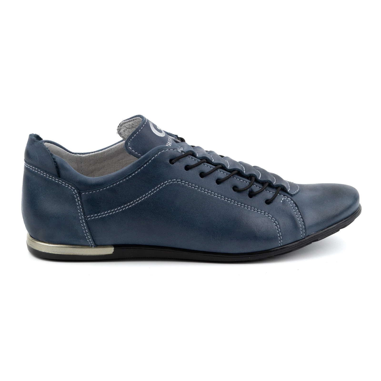 Buty sportowe męskie skórzane 2123 niebieskie - Polbut
