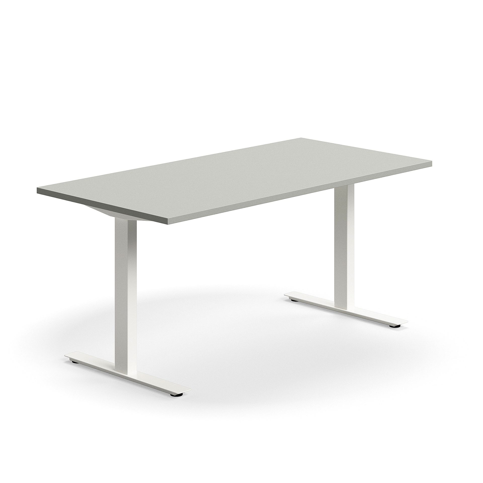 Biurko QBUS, proste, 1600x800 mm, rama T, biały, jasnoszary