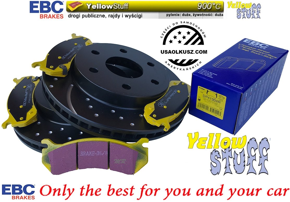 Przednie klocki YellowStuff + NAWIERCANE NACINANE tarcze hamulcowe EBC seria GD Chevrolet Tahoe 2000-2006