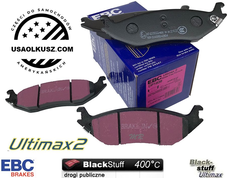 Tylne klocki Ultimax2 + nawiercone nacinane tarcze hamulcowe EBC seria GD Dodge Durango 2004-2009