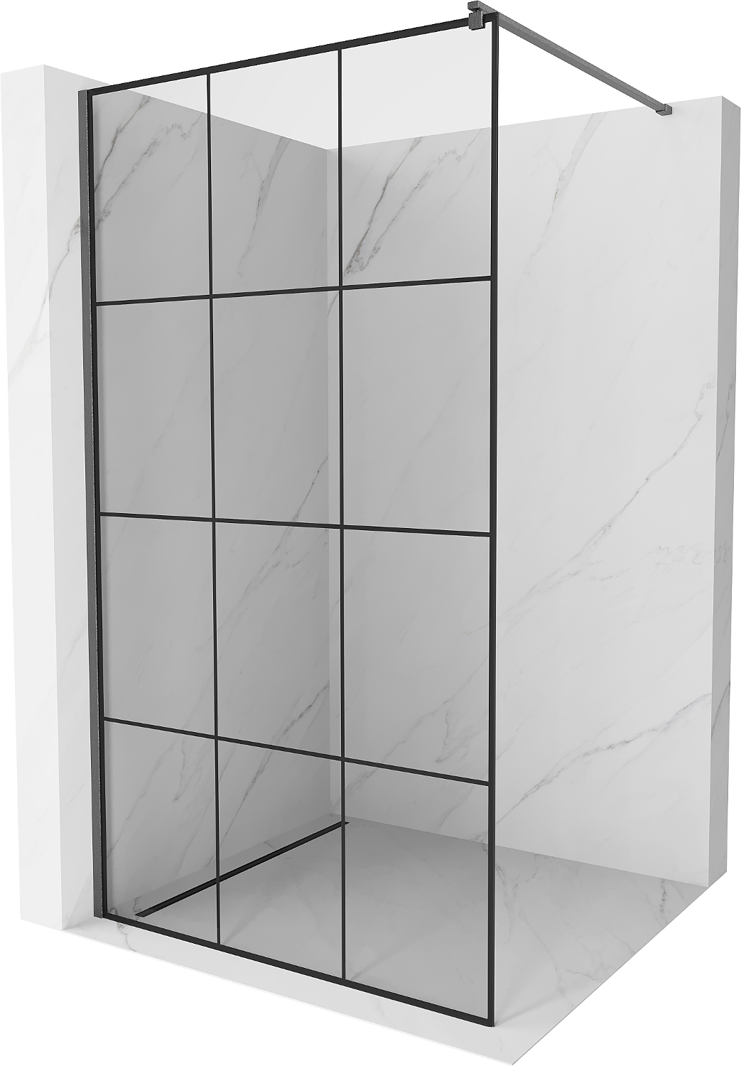 Mexen Kioto ścianka prysznicowa Walk-in 100 x 200 cm, czarny wzór 8 mm, gun gray szczotkowany - 800-100-101-66-77