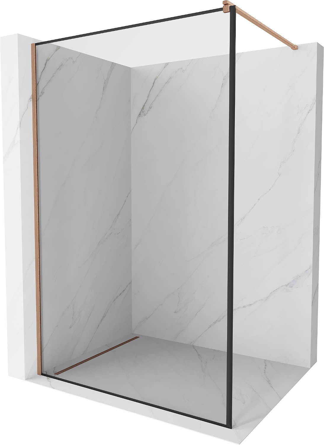 Mexen Kioto ścianka prysznicowa Walk-in 110 x 200 cm, czarny wzór 8 mm, miedź szczotkowana - 800-110-101-65-70