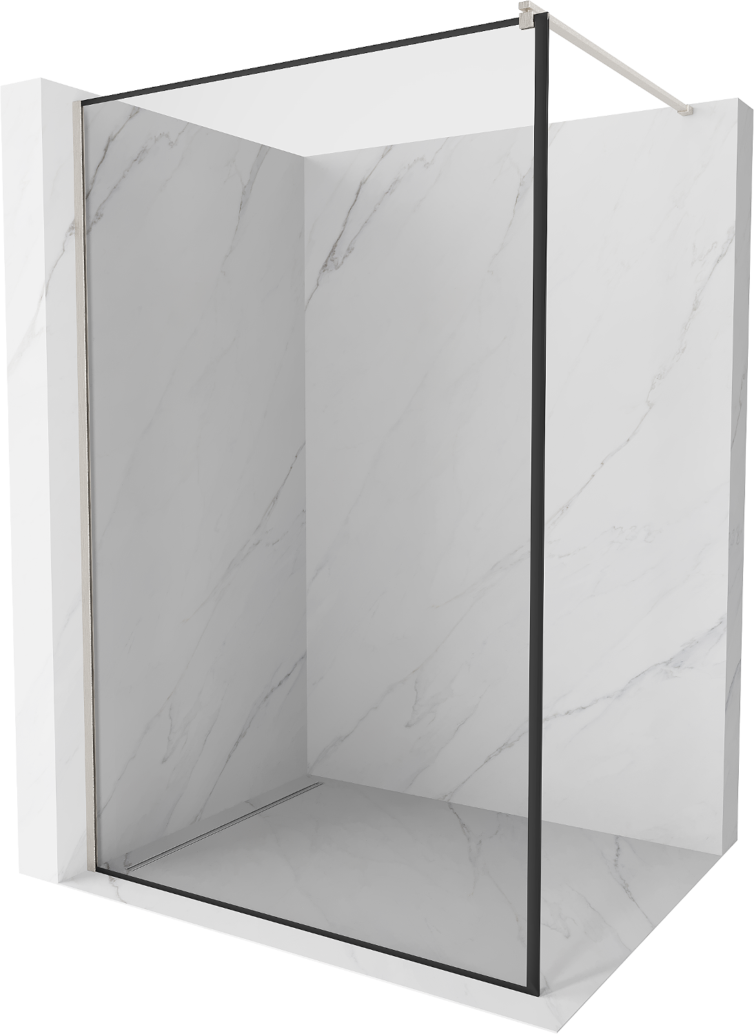 Mexen Kioto ścianka prysznicowa Walk-in 150 x 200 cm, czarny wzór 8 mm, nikiel szczotkowany - 800-150-101-97-70