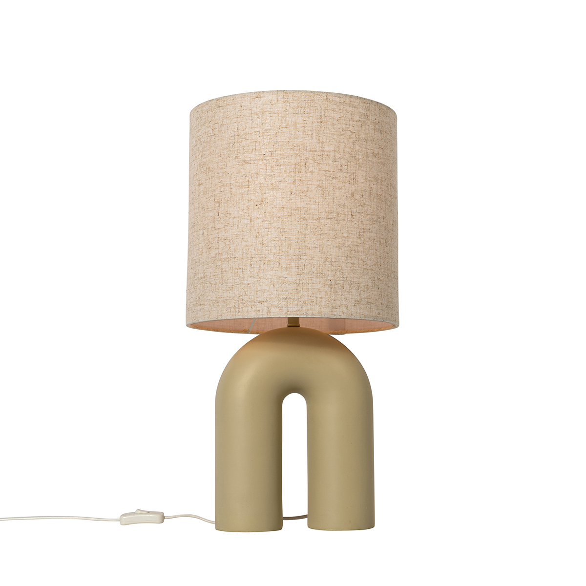 QAZQA Designerska lampa stołowa w kolorze beżowym z beżowym lnianym abażurem - Lotti