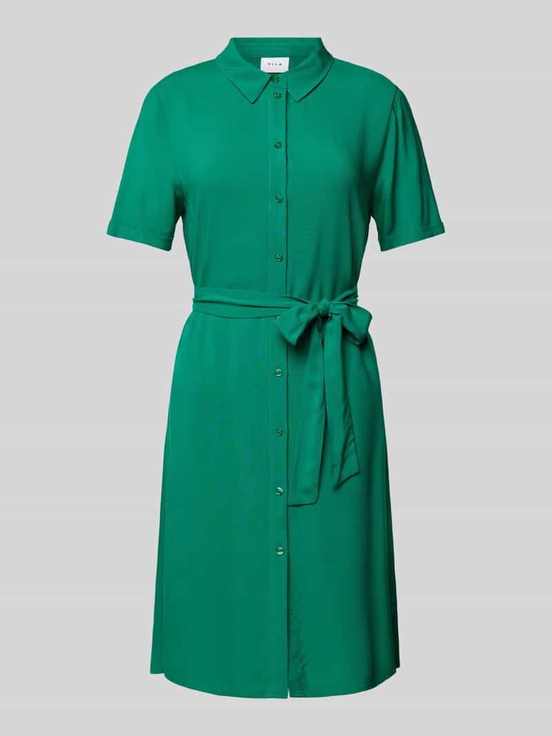 Sukienka T-shirtowa o długości do kolan z wykładanym kołnierzem model ‘paya’