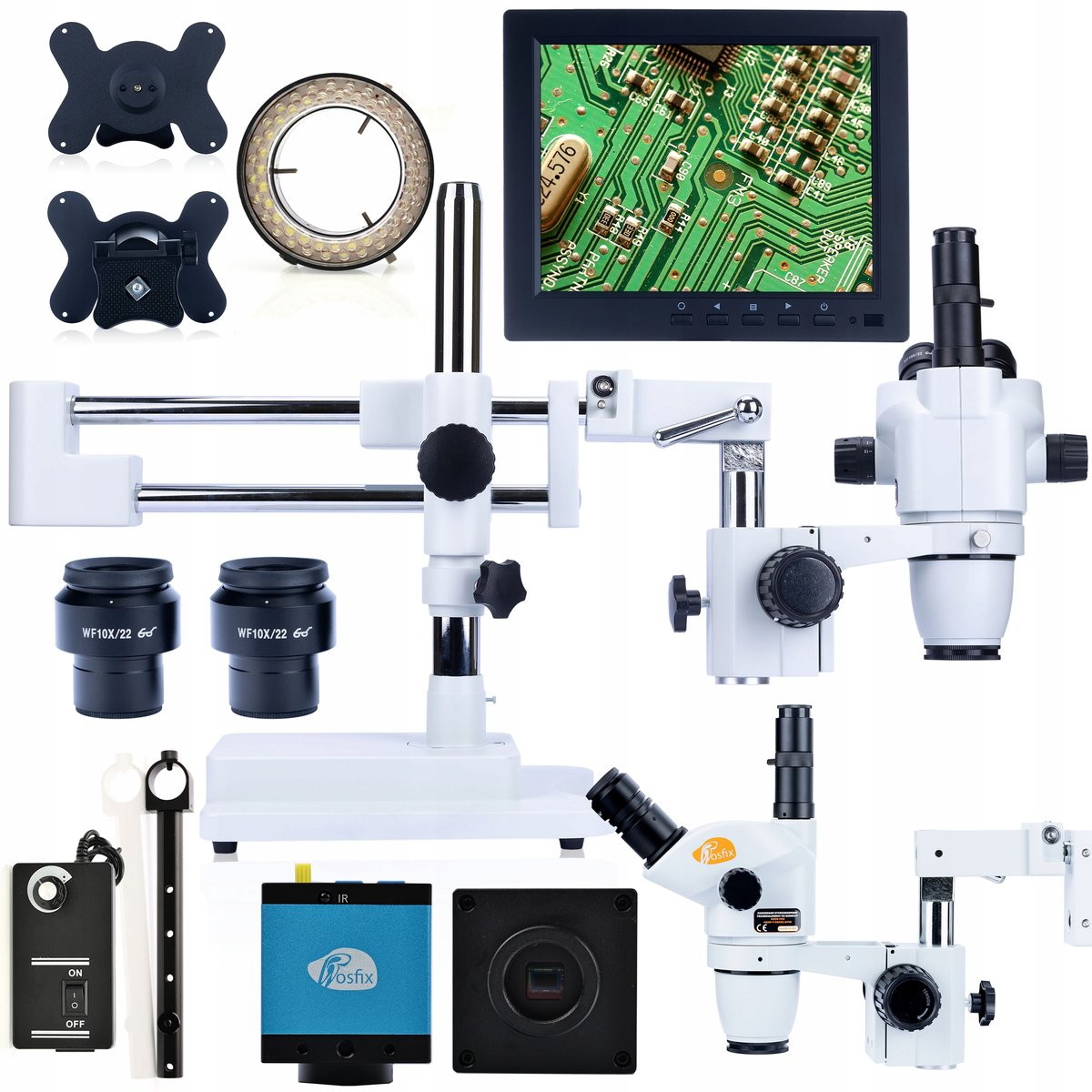 Rosfix Zestaw mikroskopowy Moon Pro Stereoskopowy MSMP z kamerą Mensa Pro KMMP Oświetlenie LED 56x i 8-calowy wyświetlacz
