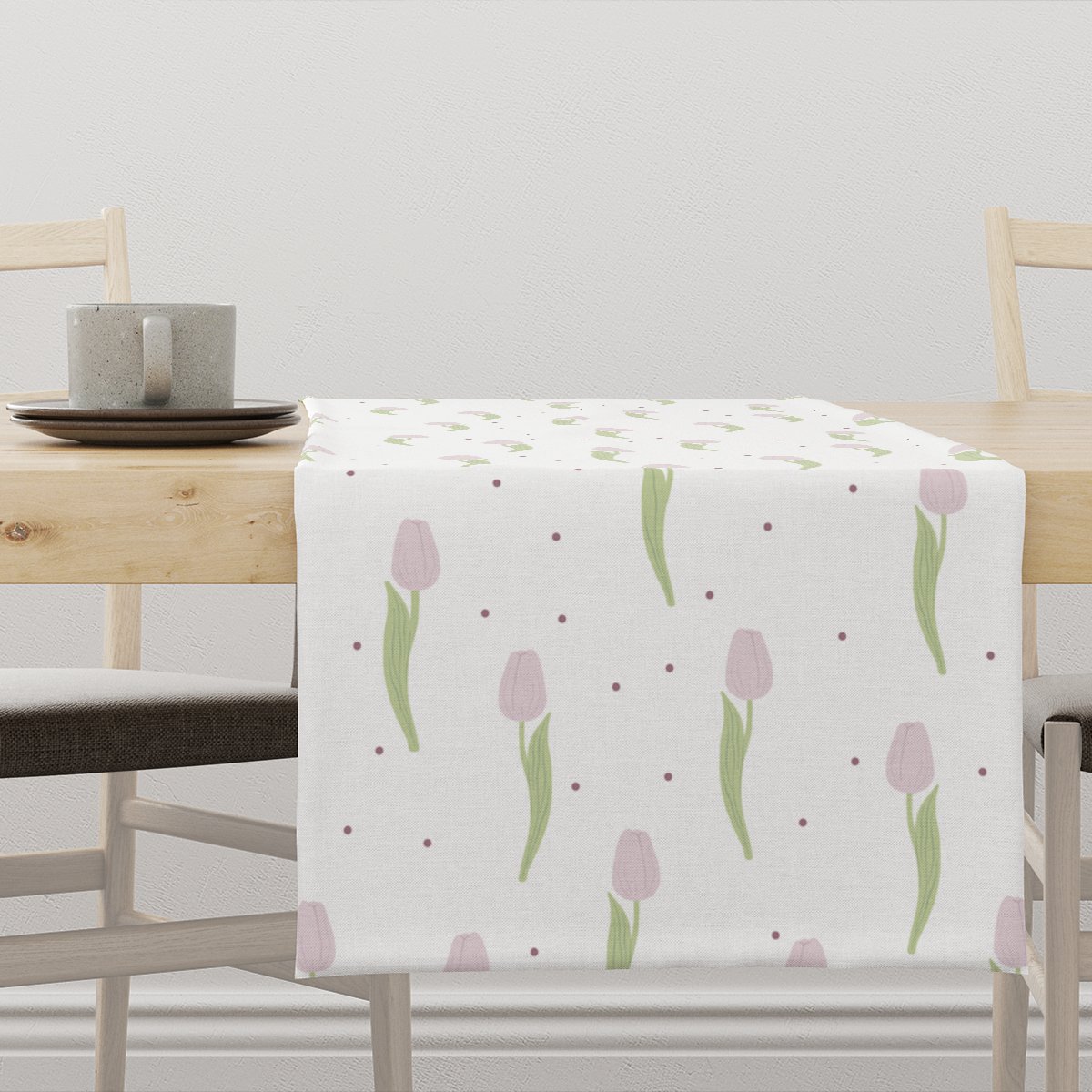 Bieżnik EASTER wzór EA12 różowe tulipany 40 x 180 cm