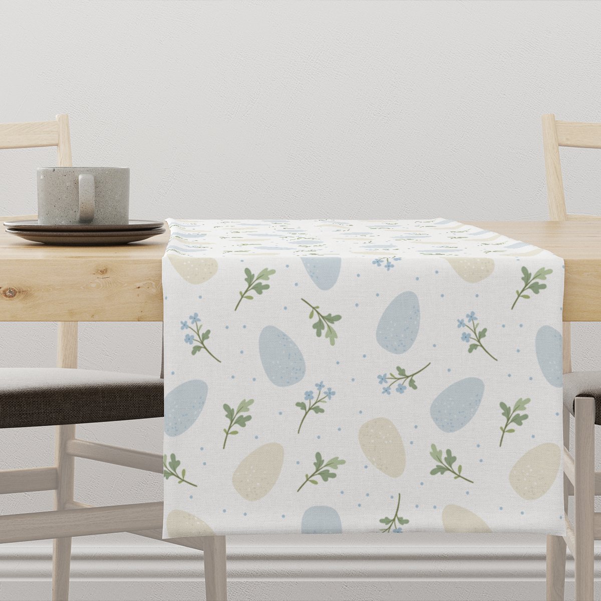Bieżnik EASTER wzór EA13 błękitne pisanki 40 x 140 cm