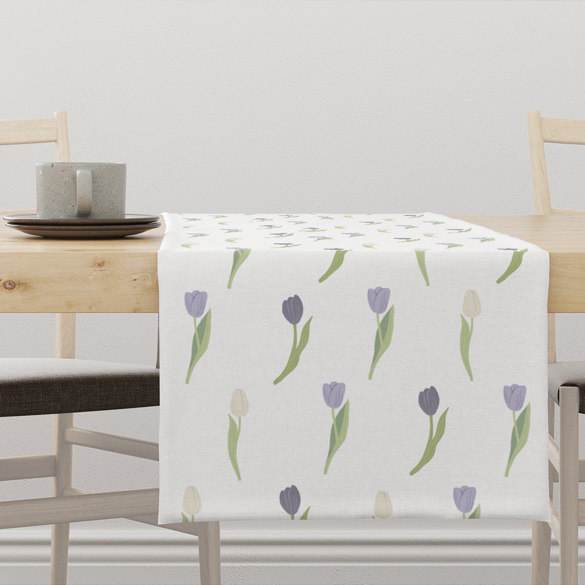 Bieżnik EASTER wzór EA14 fioletowe tulipany 40 x 100 cm