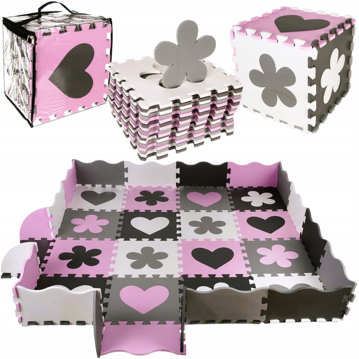 Mata Edukacyjna Piankowe Puzzle Duża Gruba Dla Dzieci 36 Sztuk Kojec Xxl