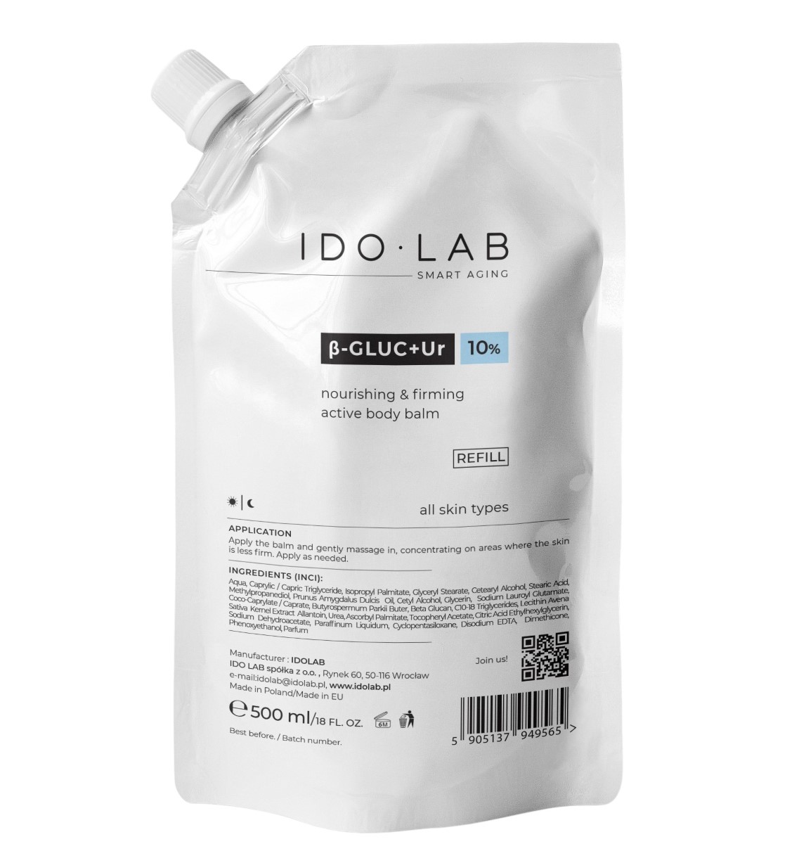 Ido Lab B-Gluc + Ur Rewitalizujący, odżywczy balsam do ciała refill 500ml 500 ml