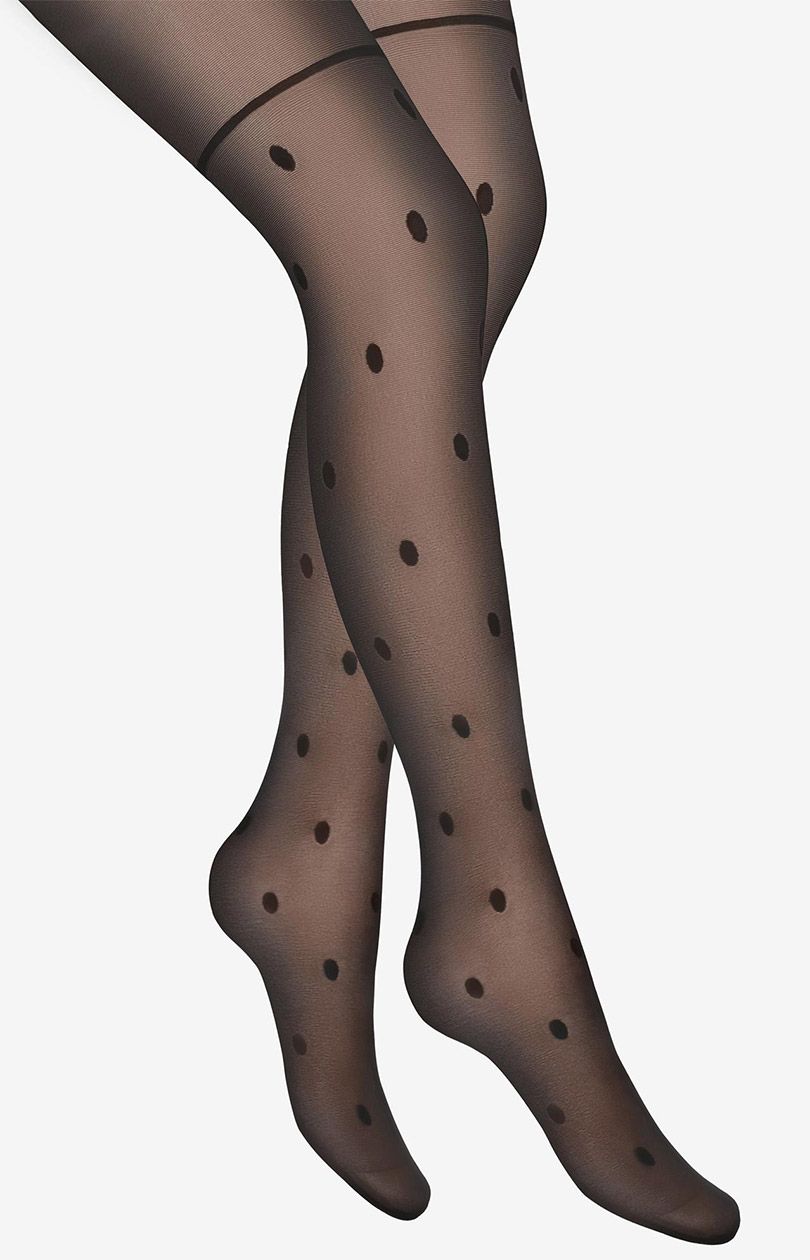 Marilyn rajstopy damskie imitujące zakolanówki czarne w kropki Zazu C10, Kolor czarny, Rozmiar 1/2, Marilyn - Primodo.com