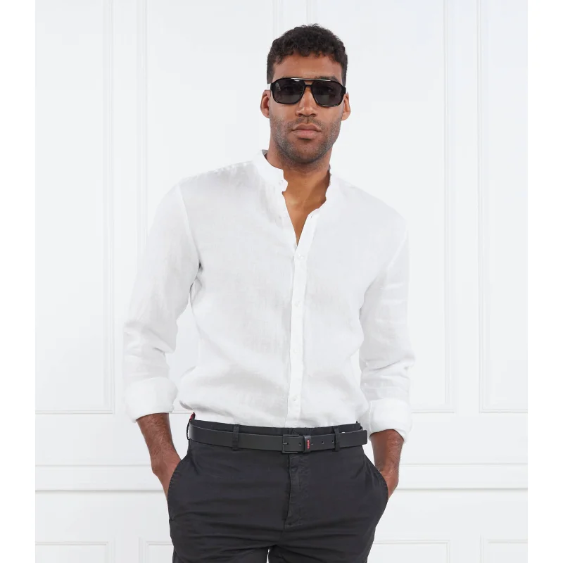 HUGO Lniana koszula Elvory Slim Fit
